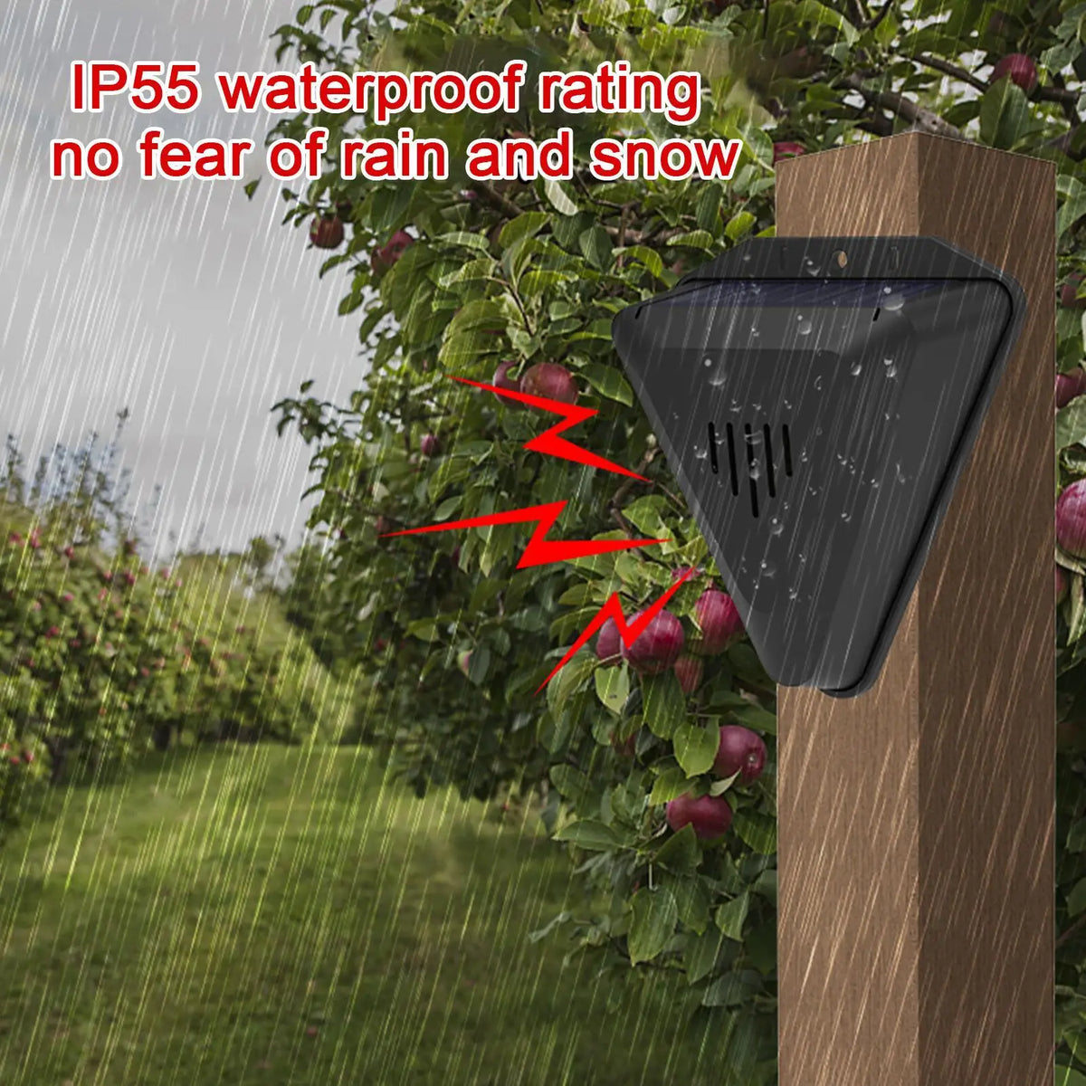 Solar Bird Repeller Outdoor – 13 Sound Modes, Waterproof Solar Animal Repeller Qme