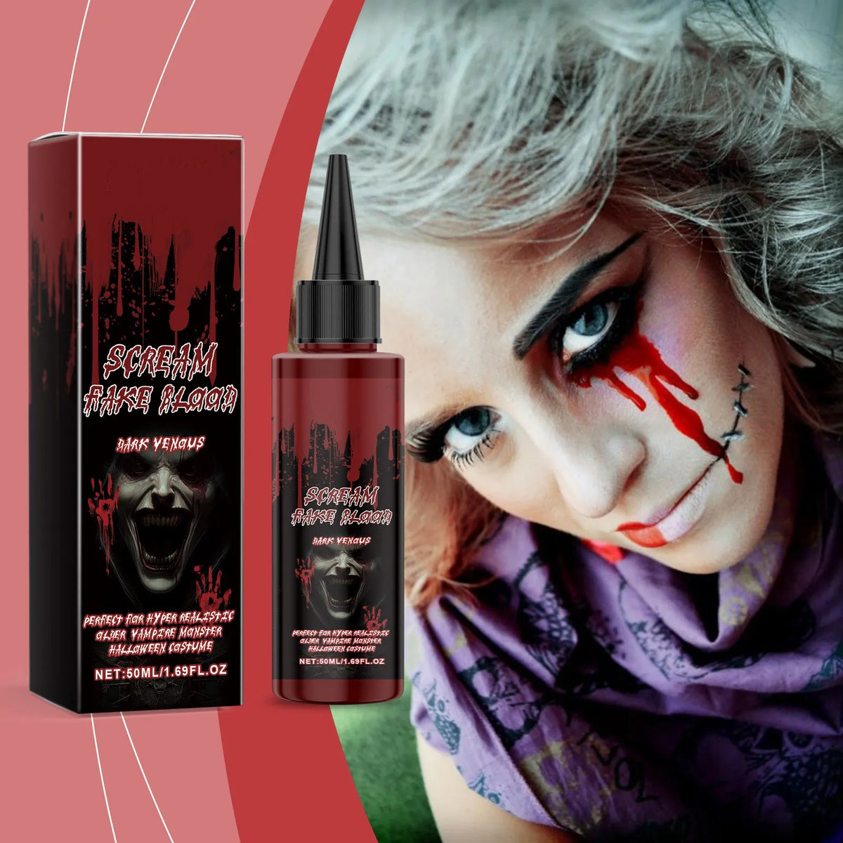 Halloween Fake Blood Spray – Washable Vampire Costume Makeup Costume Makeup Spray Qme A