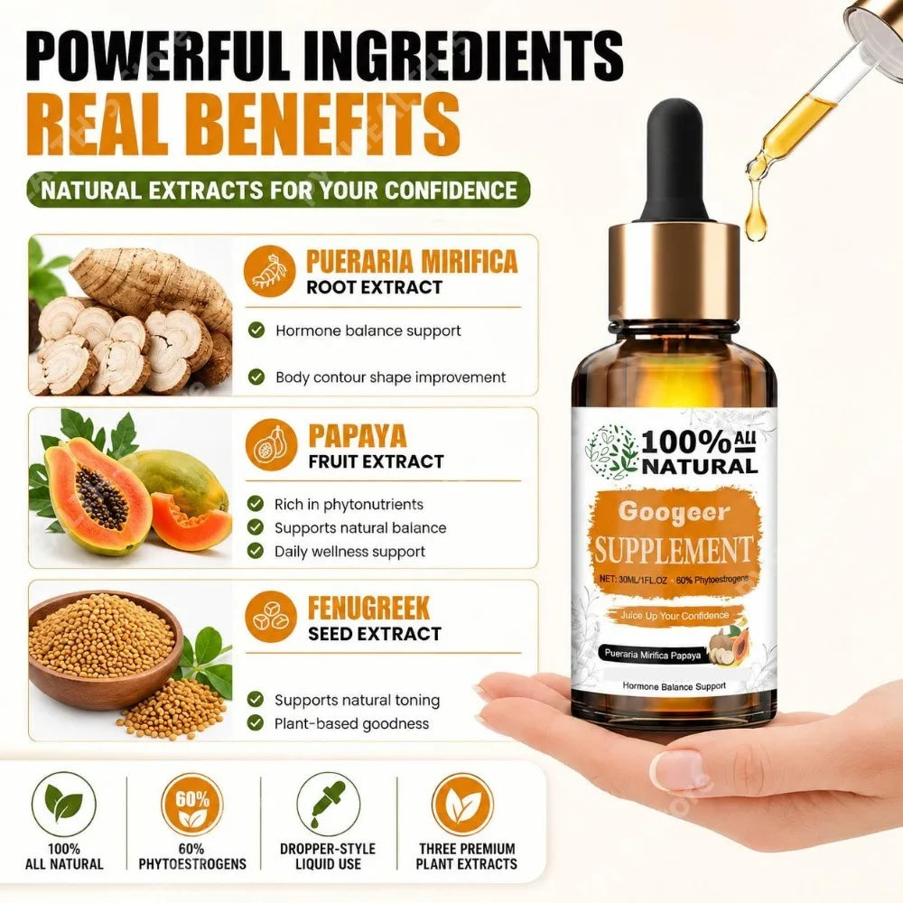 Pueraria Mirifica Papaya Fenugreek Drops 30ml Plant Extract Herbal Liquid Supplement Qst