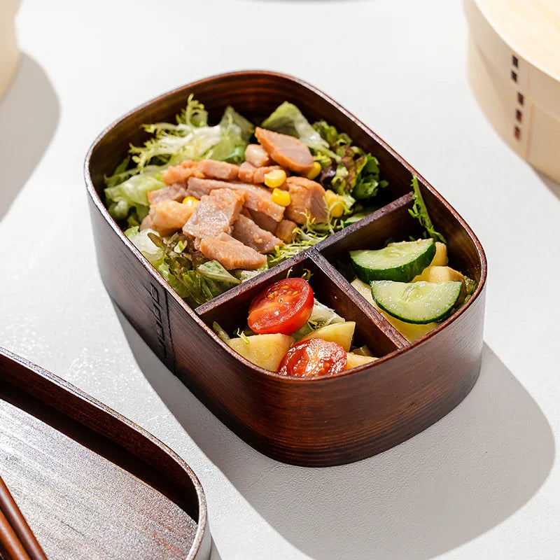 Japanese Ash Wood Bento Box | Single Layer 700ml Lunch Box Wooden Bento Box Qme