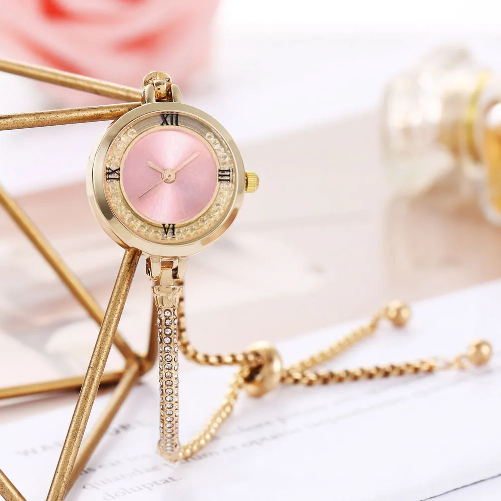 Women's Luxury Small Dial Quartz Watch – 5 Colors Women's Quartz Watch Qme pink