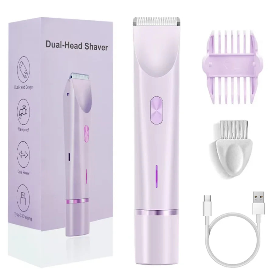 VIMYSHOW 2-in-1 Women's Electric Razor & Bikini Trimmer IPX7 Women's Electric Trimmer Qst PURPLE