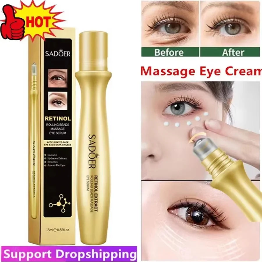 Retinol Eye Serum Roller | Rolling Bead Massage Eye Care Eye Serum Roller Qme