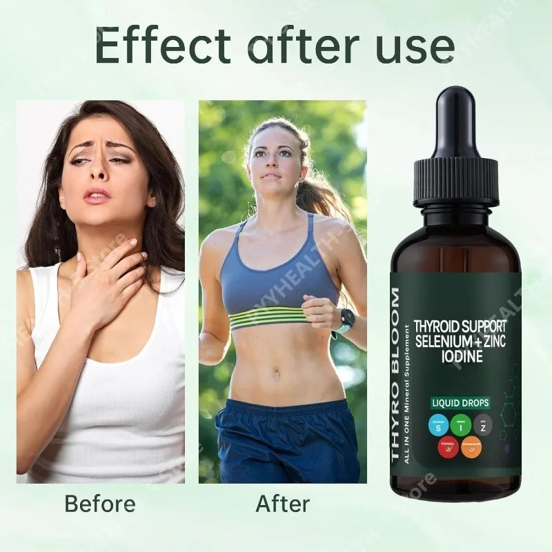 Thyroid Support Liquid Drops – Selenium, Zinc & Iodine 60mL Liquid Supplement Drops Qst