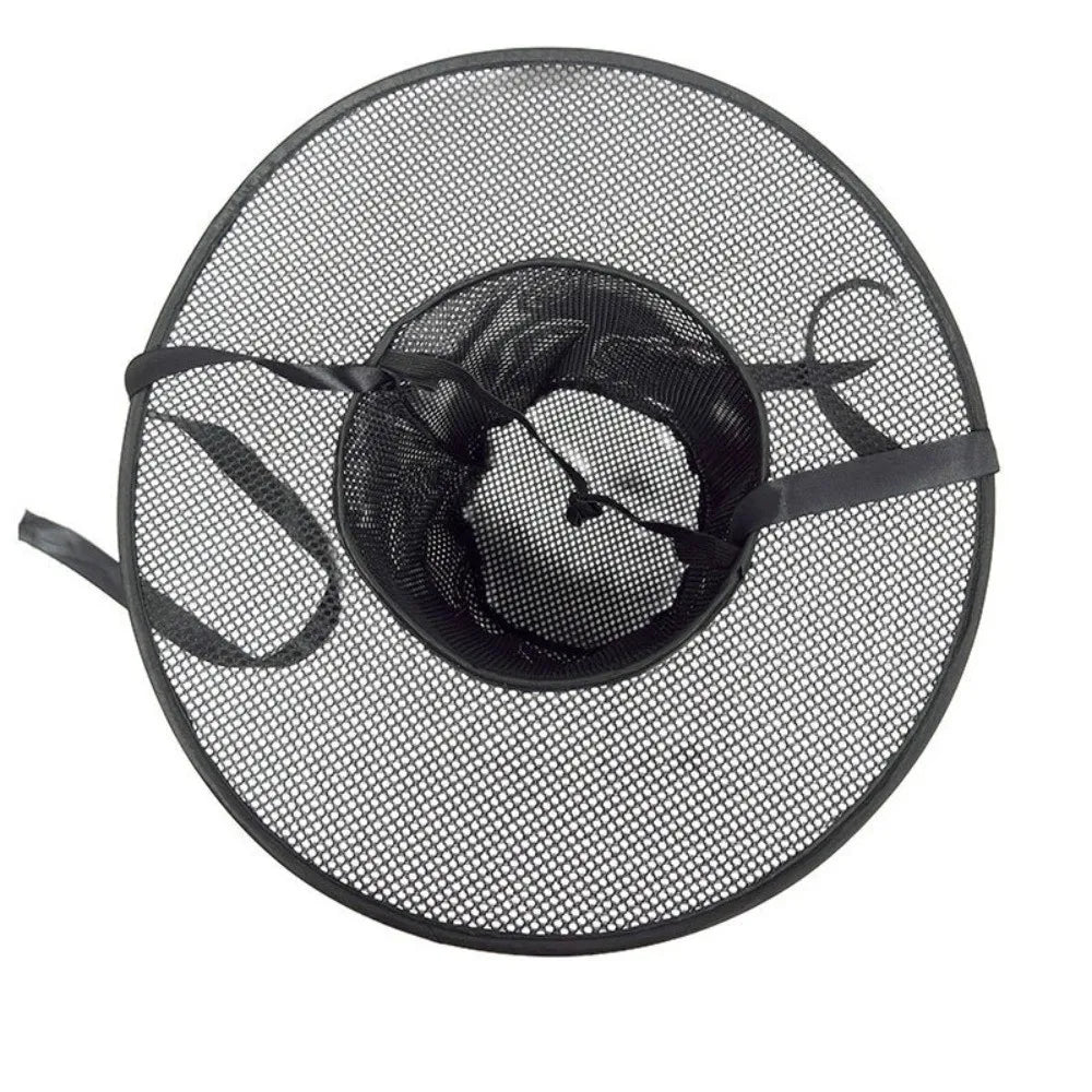 Traditional Korean Gat Hat – Black Mesh Wide Brim Flat Top Traditional Cultural Hat Qme