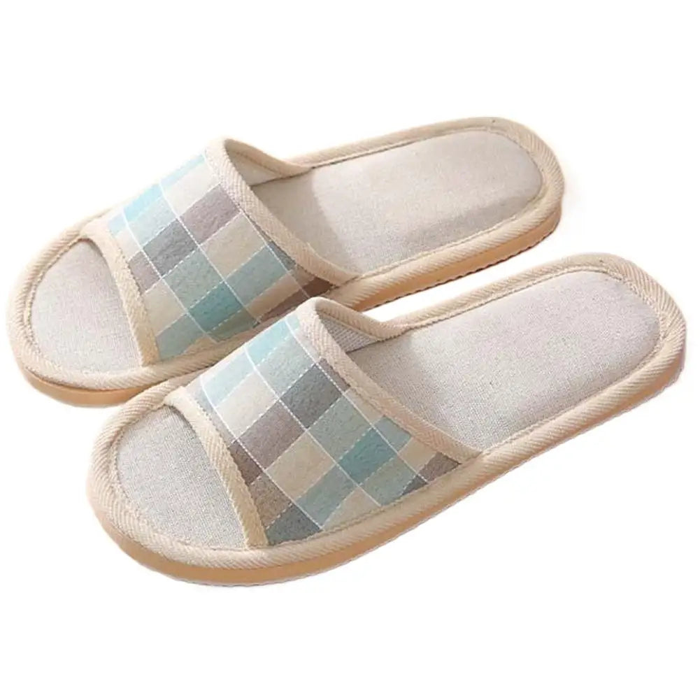 Women's Linen Indoor Slippers – Non-Slip Summer Home Shoes Indoor Slippers Qme 39-40 B