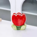 Tulip Ceramic Flower Vase | Contemporary Floral Pot Decor Ceramic Flower Vase Qme red M