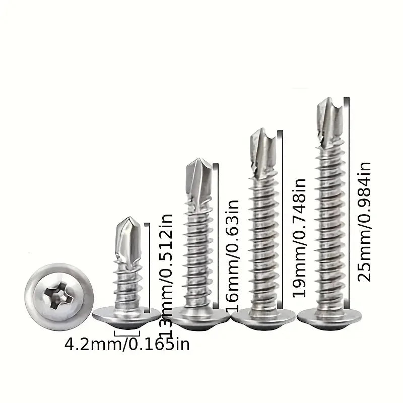 Round Head Self-Tapping Screws with Pad – 100pcs Titanium Steel Self-Tapping Screws Qme