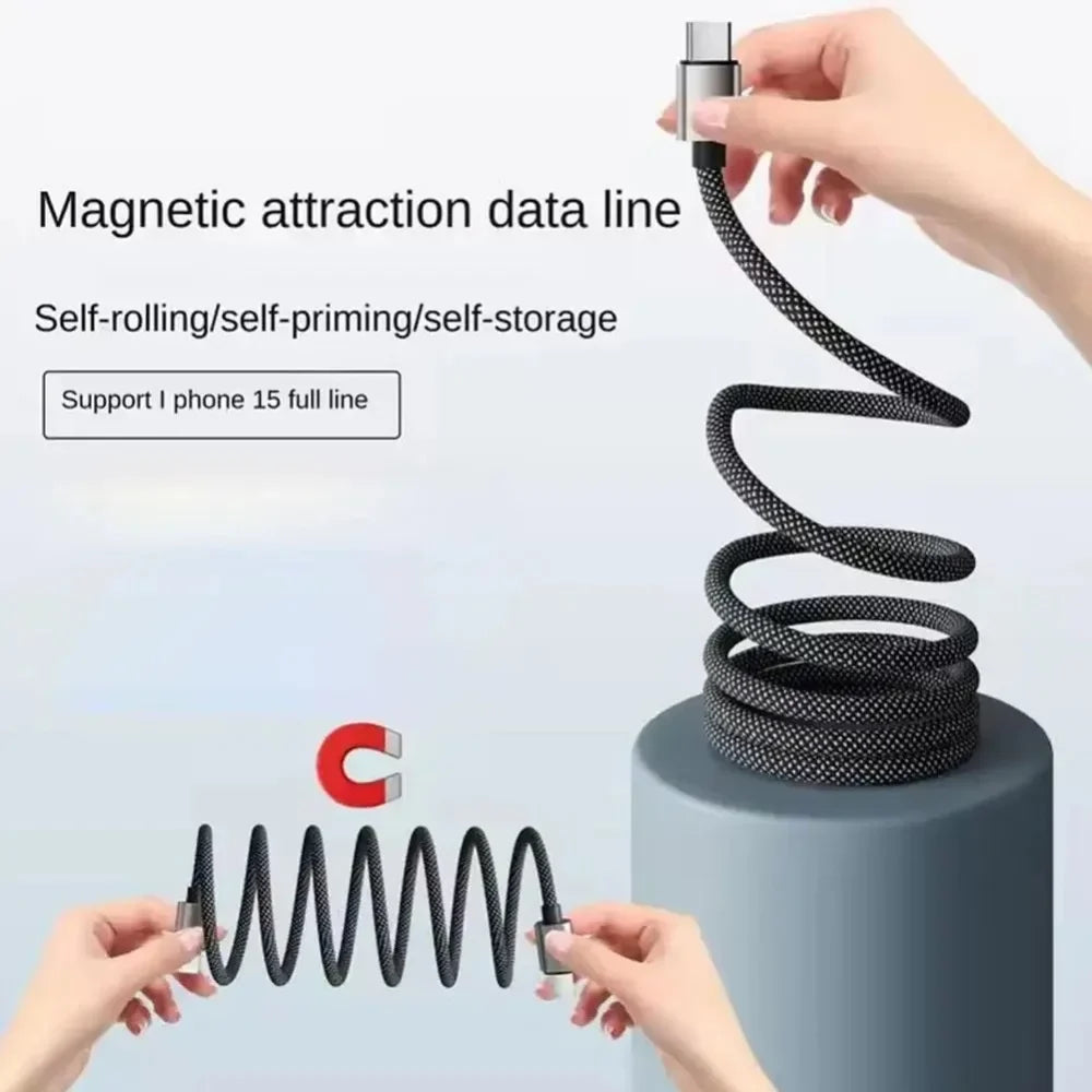 Magnetic USB-C Braided Cable PD 65W Fast Charging – 2 Colors USB-C Charging Cable Qme