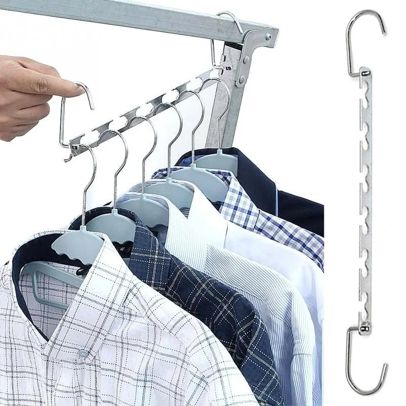 Space-Saving 6-Hook Metal Clothing Hanger Organizer 37cm Wardrobe Hanger Organizer Qme