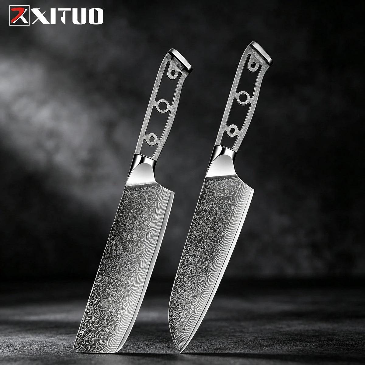XITUO Damascus Steel Chef Knife Set 1-6 PCS – DIY Blank Blade Damascus Chef Knife Set Qst 2PCS Knife D
