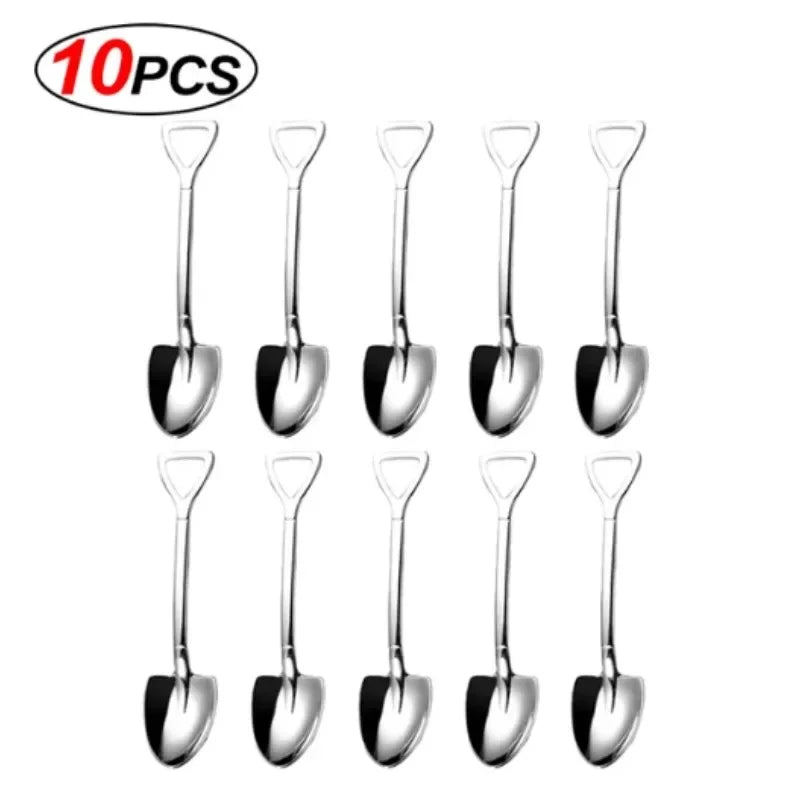 Stainless Steel Shovel Spoon – Coffee, Tea & Dessert Cutlery Dessert Spoon Qme A-10PCS