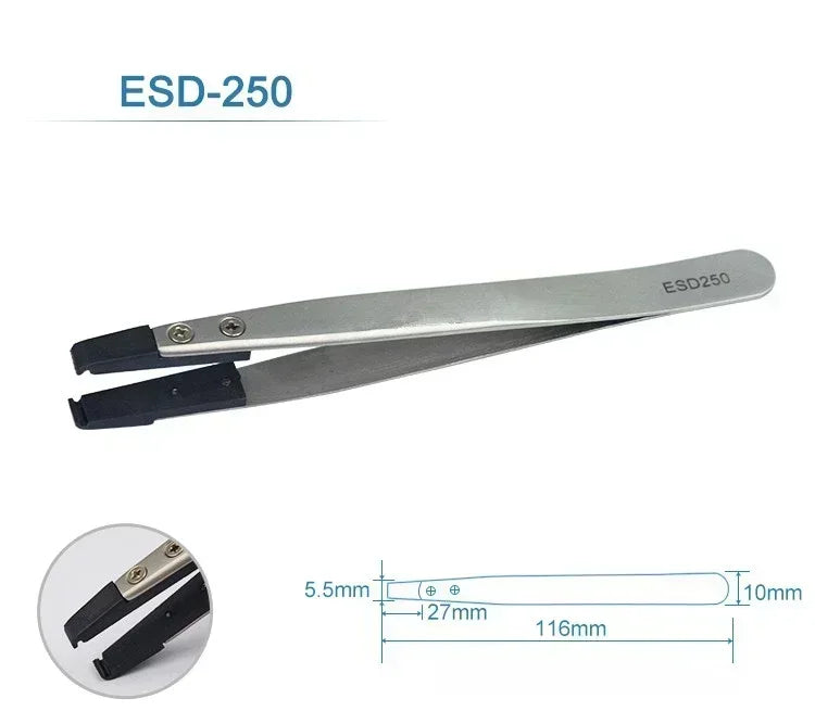 Watch Hand Installation Tweezers – Straight & Elbow ESD-Safe Precision Tweezers Qme ESD-250