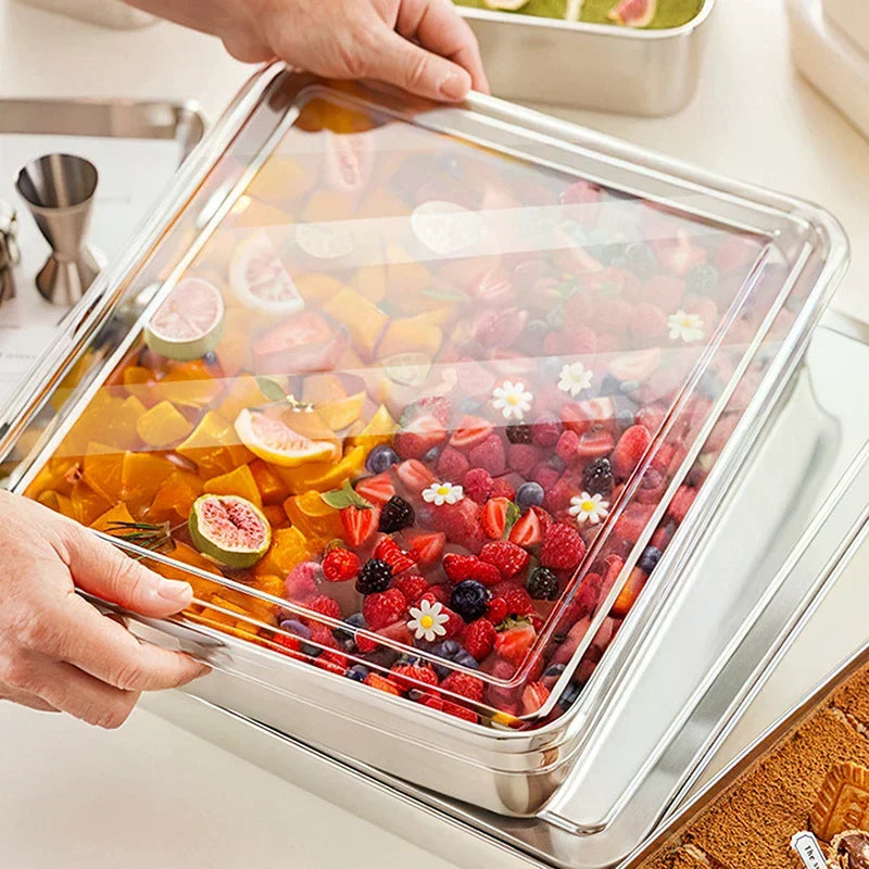 Stainless Steel Tiramisu Mold Cake Tray with Lid | 2 Sizes Cake Baking Mold Qme