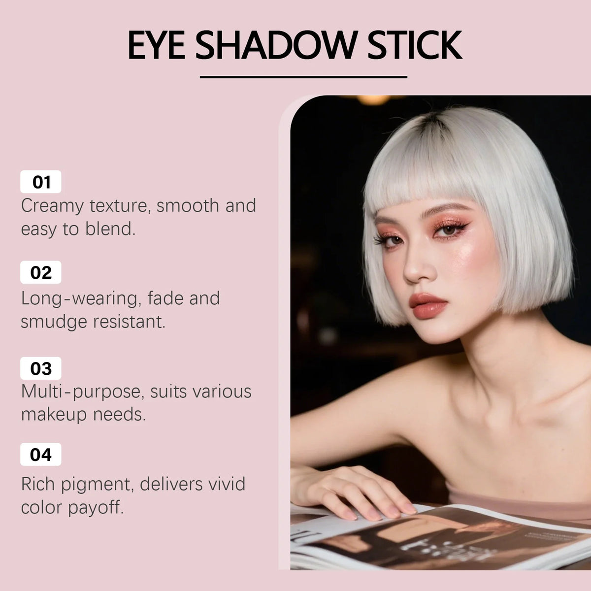Zephoco Shimmer Cream Eyeshadow Stick – Pigmented & Long-Lasting Cream Eyeshadow Stick Qst