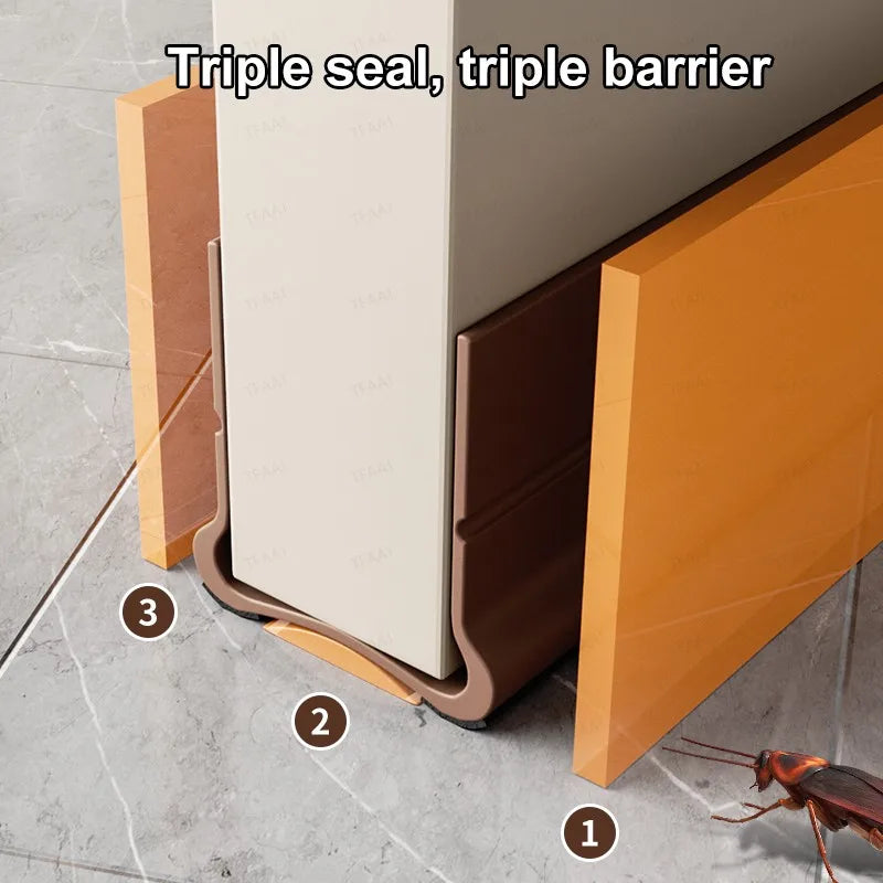 Door Gap Weather Strip Flexible PVC Triple Seal 93cm Door Weather Strip Qme