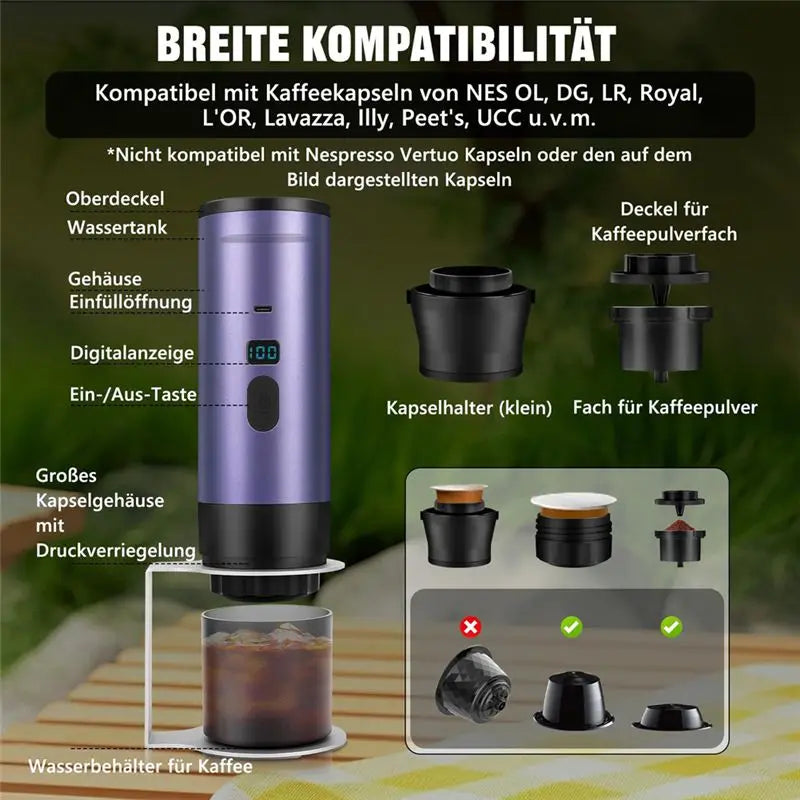 B15C Portable Espresso Machine – Nespresso & Dolce Gusto Portable Espresso Machine Qst