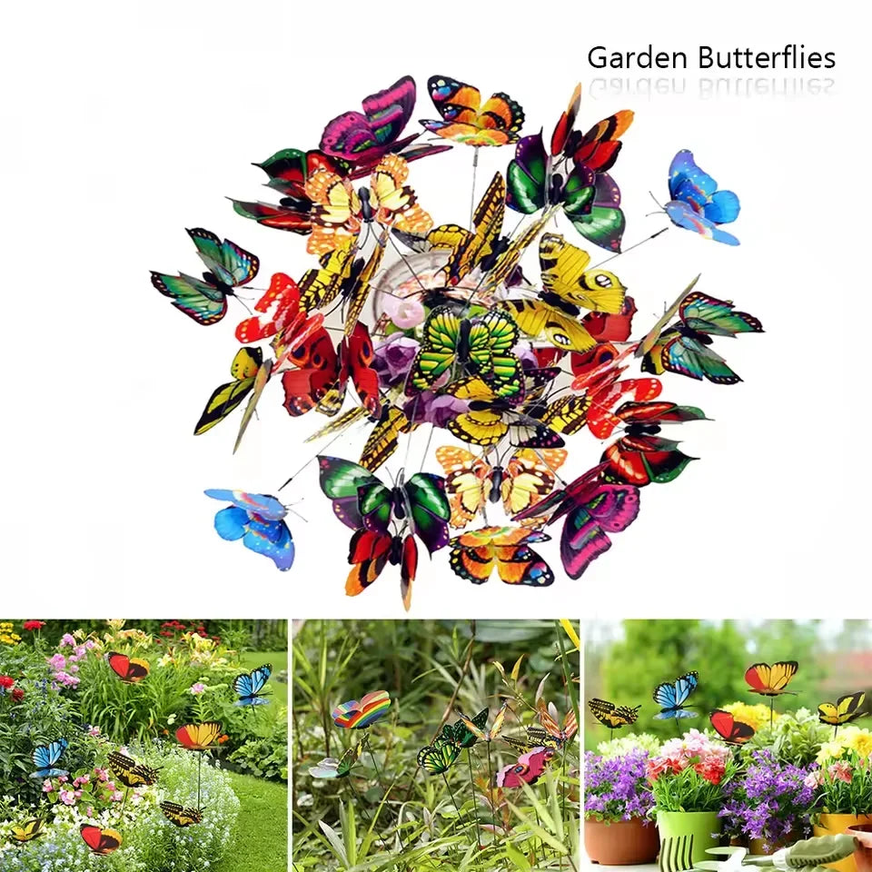 Colorful Butterfly Garden Stakes – Wind-Flutter Simulation Decor Garden Decorative Stakes Qme