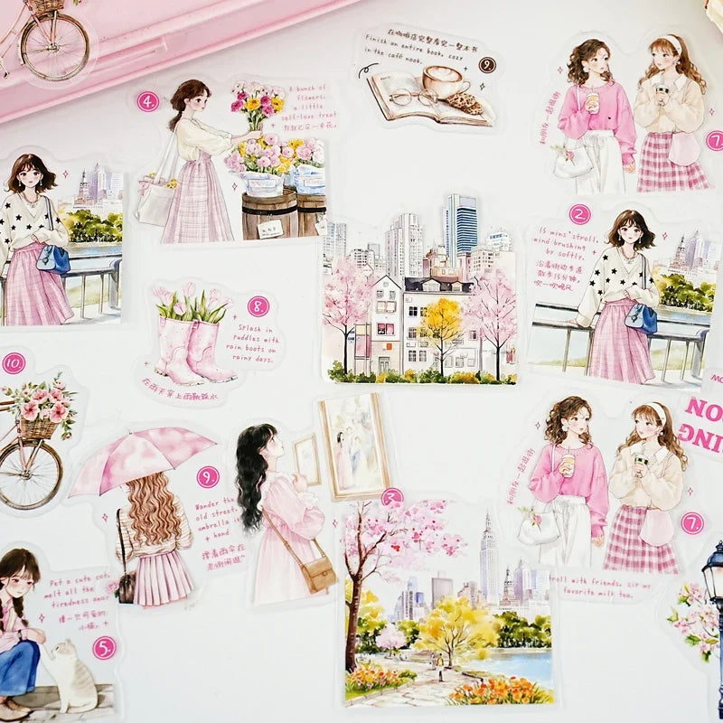 Artistic Girl PET Stickers | Junk Journal Scrapbook Collage Decorative Craft Stickers Qme