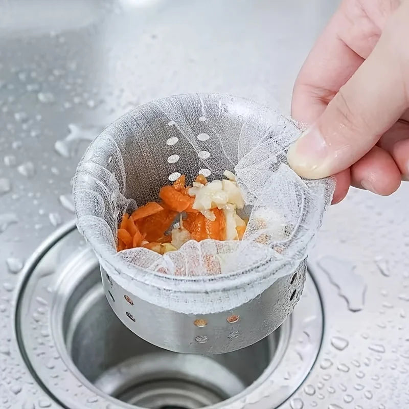 100-Pack Disposable Kitchen Sink Drain Filters | Anti-Clog Mesh Sink Drain Filter Qme