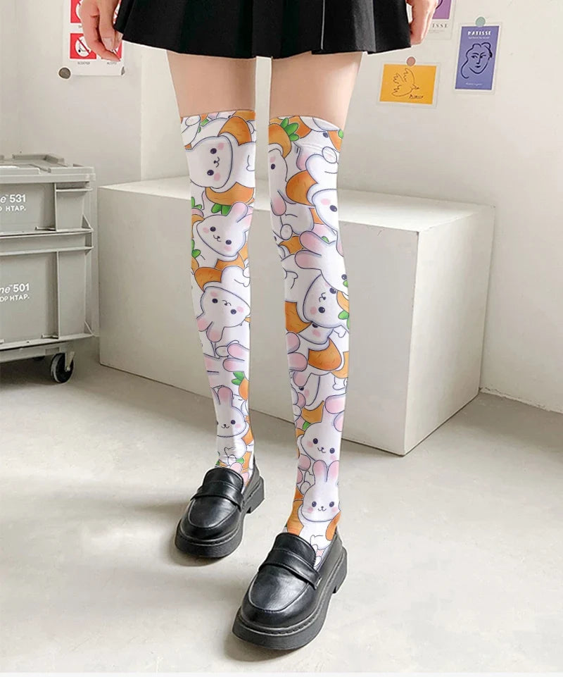 Girls Cute Bunny Cartoon Stockings – One Size, 11 Colors Cartoon Stockings Qme