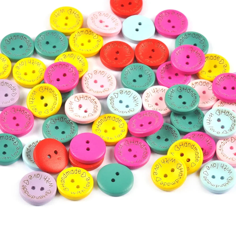 50pcs Colorful Round Flatback Wooden Buttons 20mm Craft Set Wooden Craft Buttons Qme