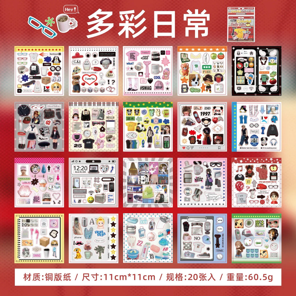 Market Theme Die-Cut Sticker Book for DIY Scrapbooking Die-Cut Sticker Book Qme A
