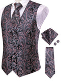 Men's Paisley Waistcoat & Tie Set | Single Breasted Vest Vest & Tie Set Qme HT-MJ-0060 XL