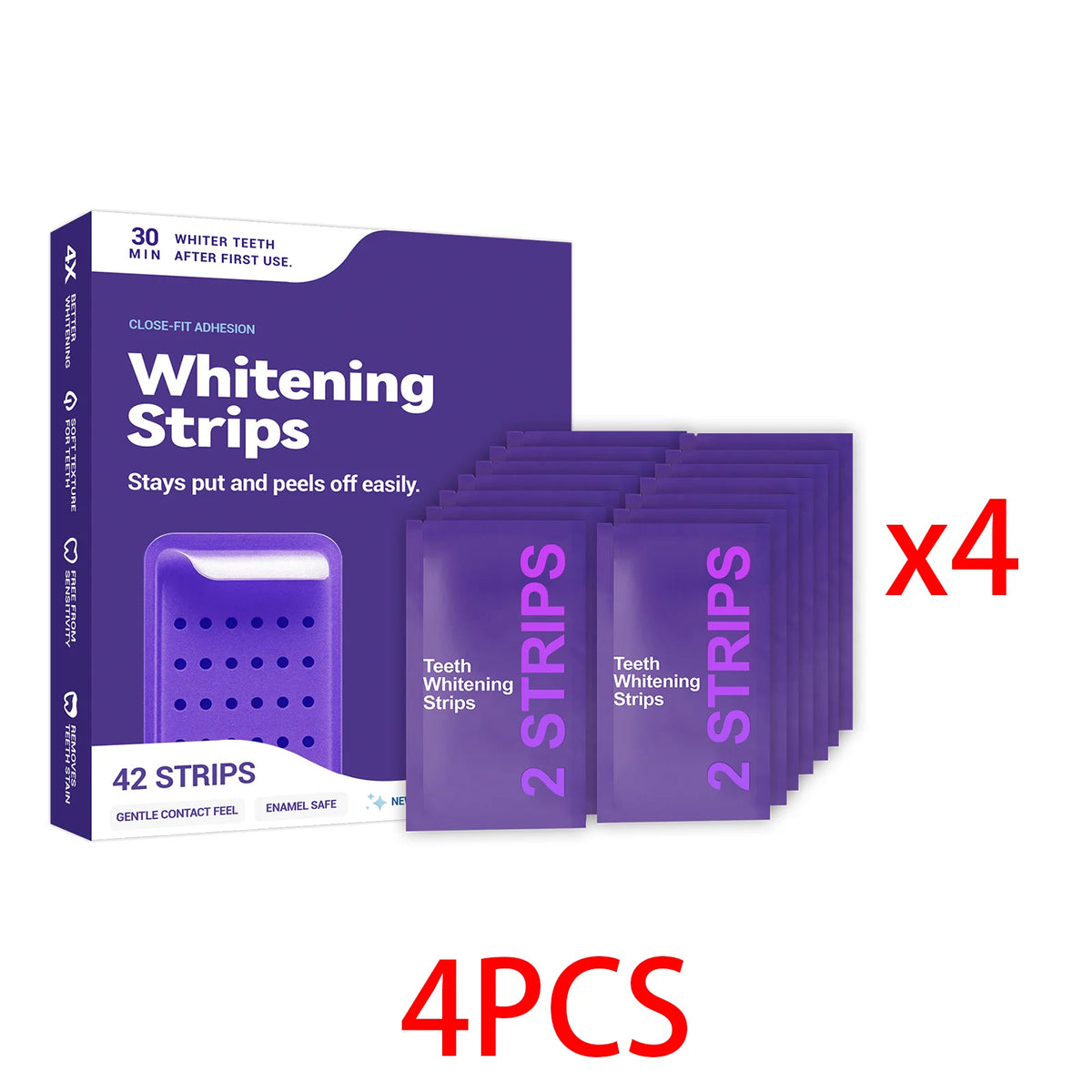 Purple Teeth Brightening Strips – Color Correcting Gel Patch Teeth Brightening Strips Qst 4PCS