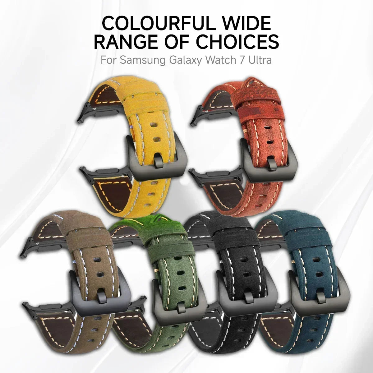 No Gaps Leather Strap Samsung Galaxy Watch 7 Ultra Band Leather Watch Band Qme