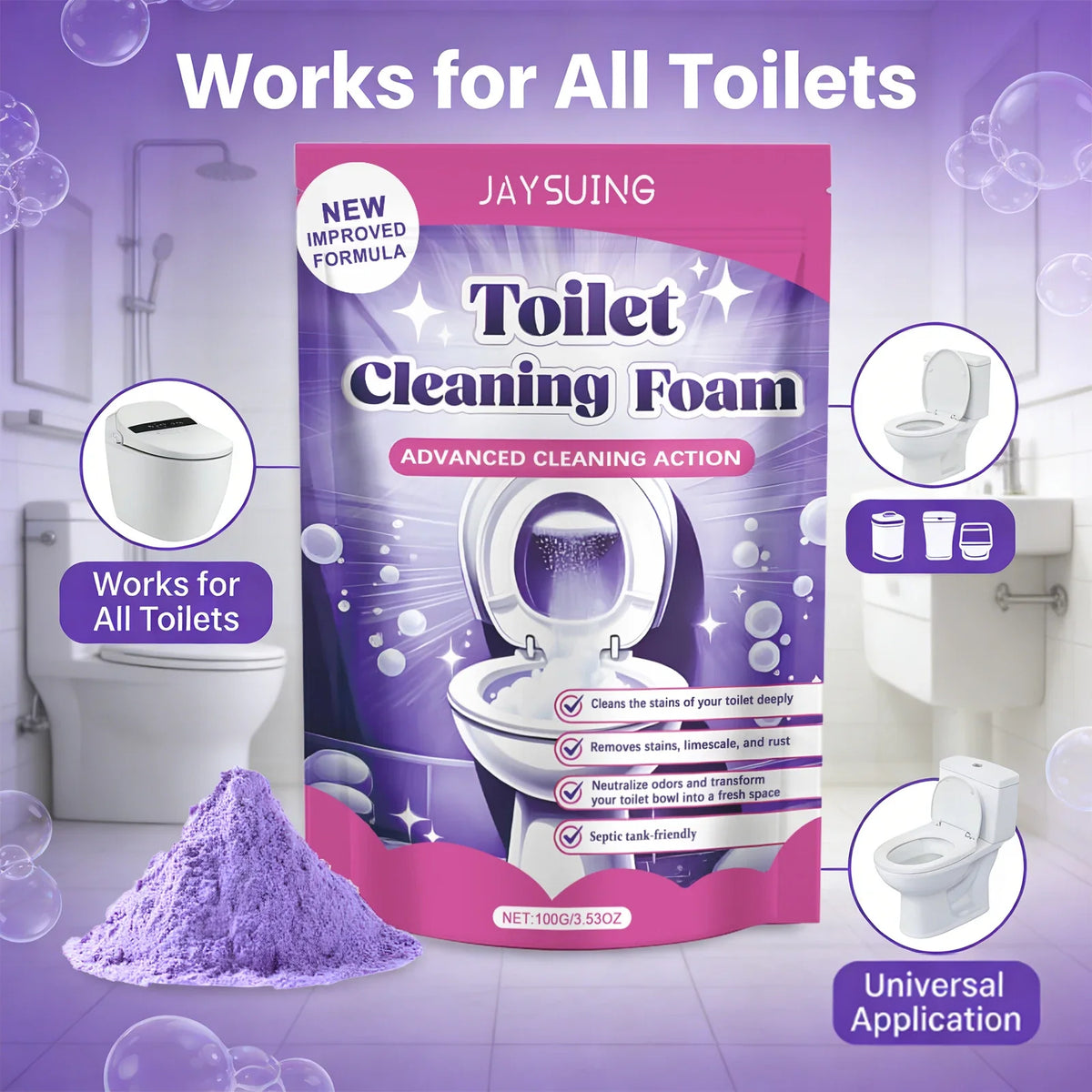 Toilet Cleaning Powder – Stain Remover & Odour Eliminator Toilet Cleaning Powder Qme