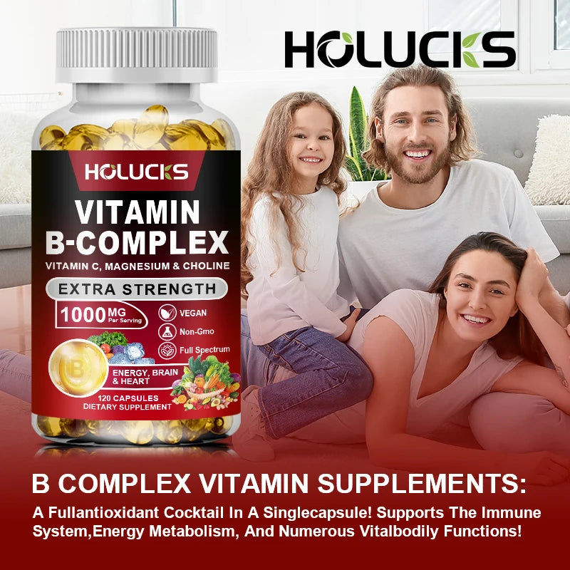 HOLUCKS Organic Vitamin B-Complex with Magnesium & Biotin Vitamin Supplement Qst