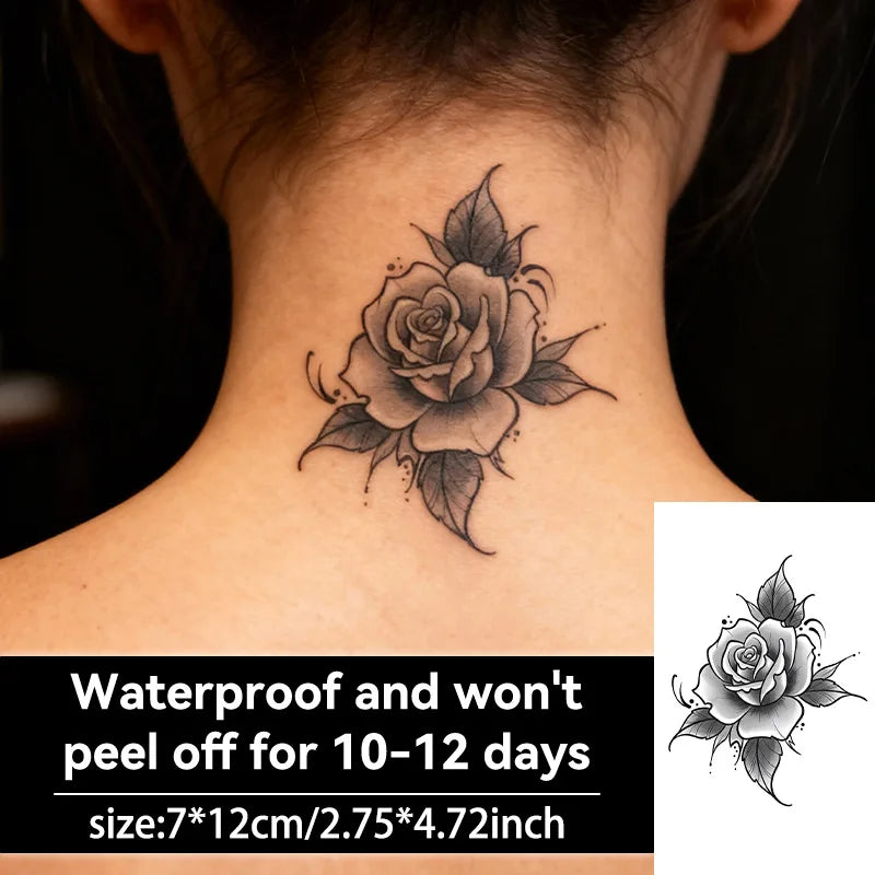 Rose Flower Herbal Temporary Tattoo – Waterproof Long-Lasting Temporary Tattoo Qme