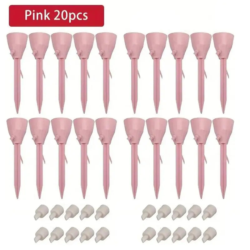 20pcs Adjustable Drip Irrigation Kit – Gravity-Fed Plant Waterer Drip Irrigation Kit Qst Pink