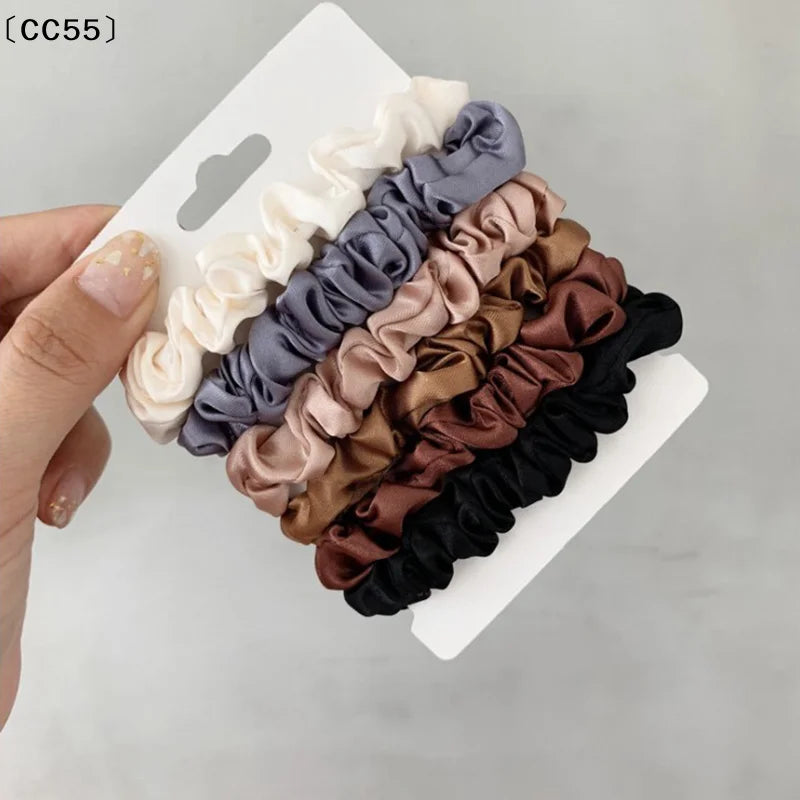 6-Pack Satin Scrunchies – Elastic Hair Ties for Women & Kids Satin Scrunchies Qst