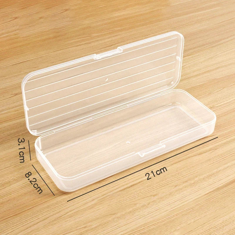 Matte Transparent Pencil Case Large Capacity Storage Box Pencil Case Qme White
