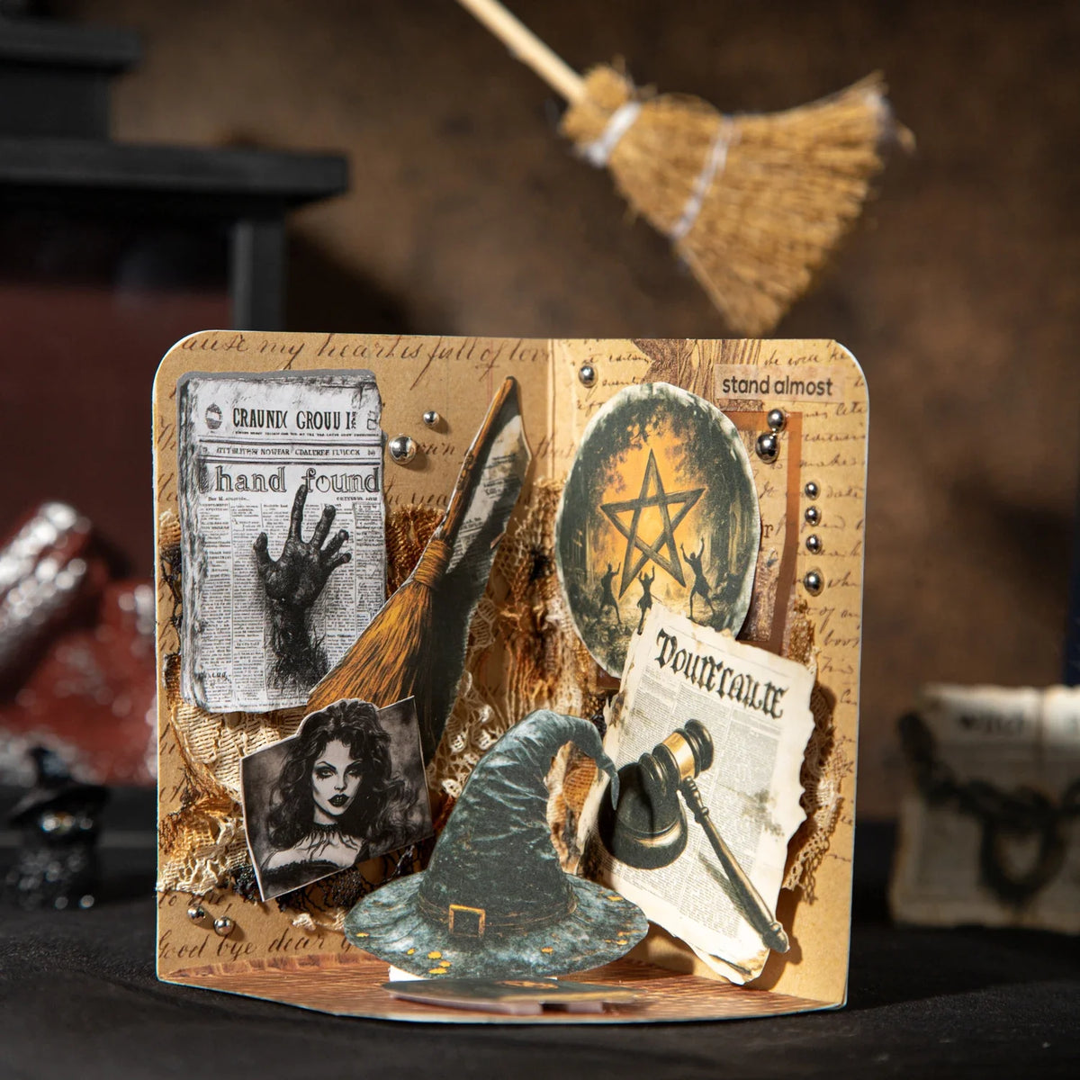 Witch Gothic Newspaper Stickers – 20 Sheets DIY Scrapbooking Kit DIY Craft Stickers Qme