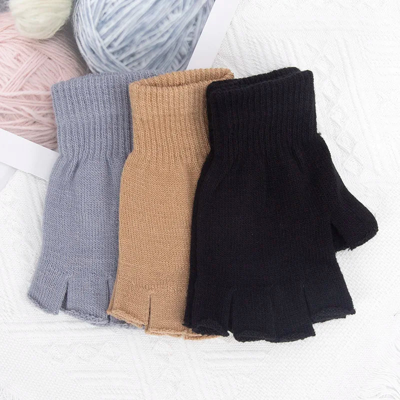 Unisex Fingerless Gloves – Half Finger Knit Cotton Warmers Fingerless Gloves Qme