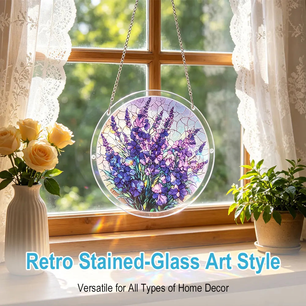 Acrylic Lavender Suncatcher Puzzle – Window Hanging Decor Window Suncatcher Qst