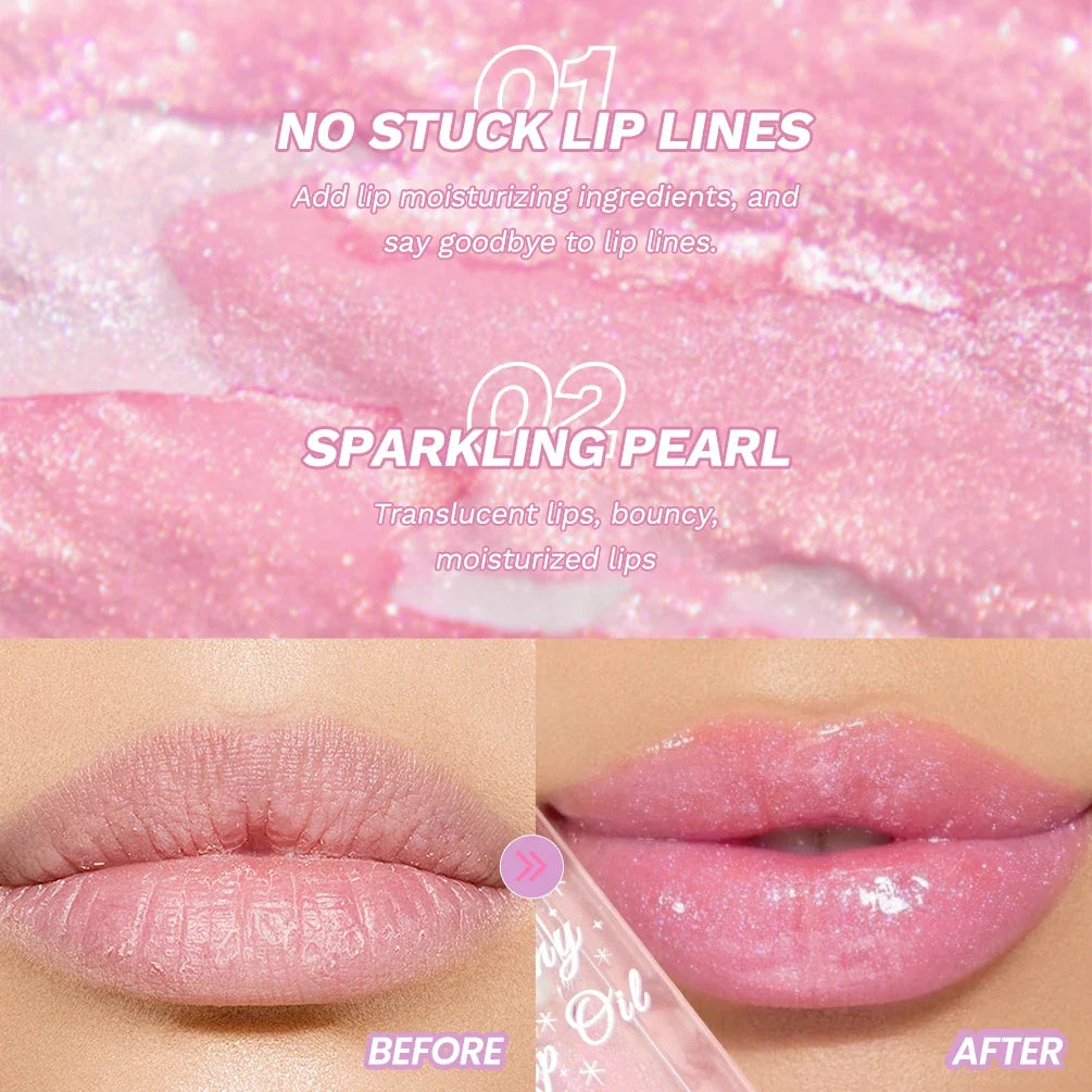 QIBEST Shimmer Lip Oil Gloss Set – Color-Change Lip Plumper Shimmer Lip Oil Gloss Qme