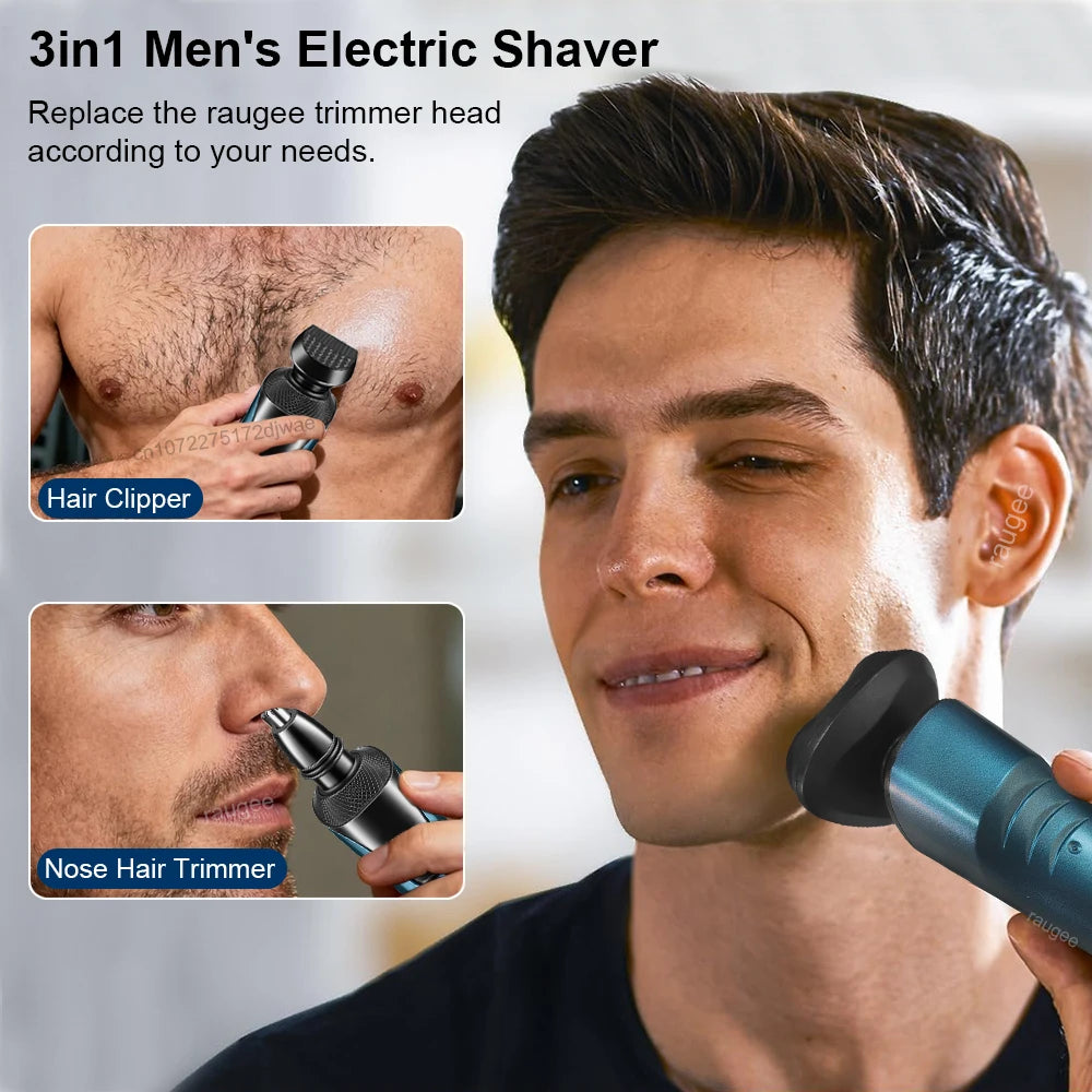 Men's Rechargeable Rotary Electric Shaver – 4D Floating Heads Electric Rotary Shaver Qst