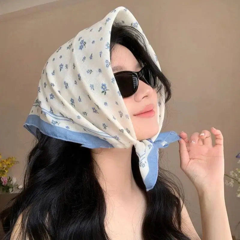 Women's Floral Head Scarf – Soft Breathable Square Bandana Floral Head Scarf Qst A1