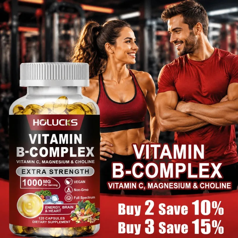 HOLUCKS Organic Vitamin B-Complex with Magnesium & Biotin Vitamin Supplement Qst