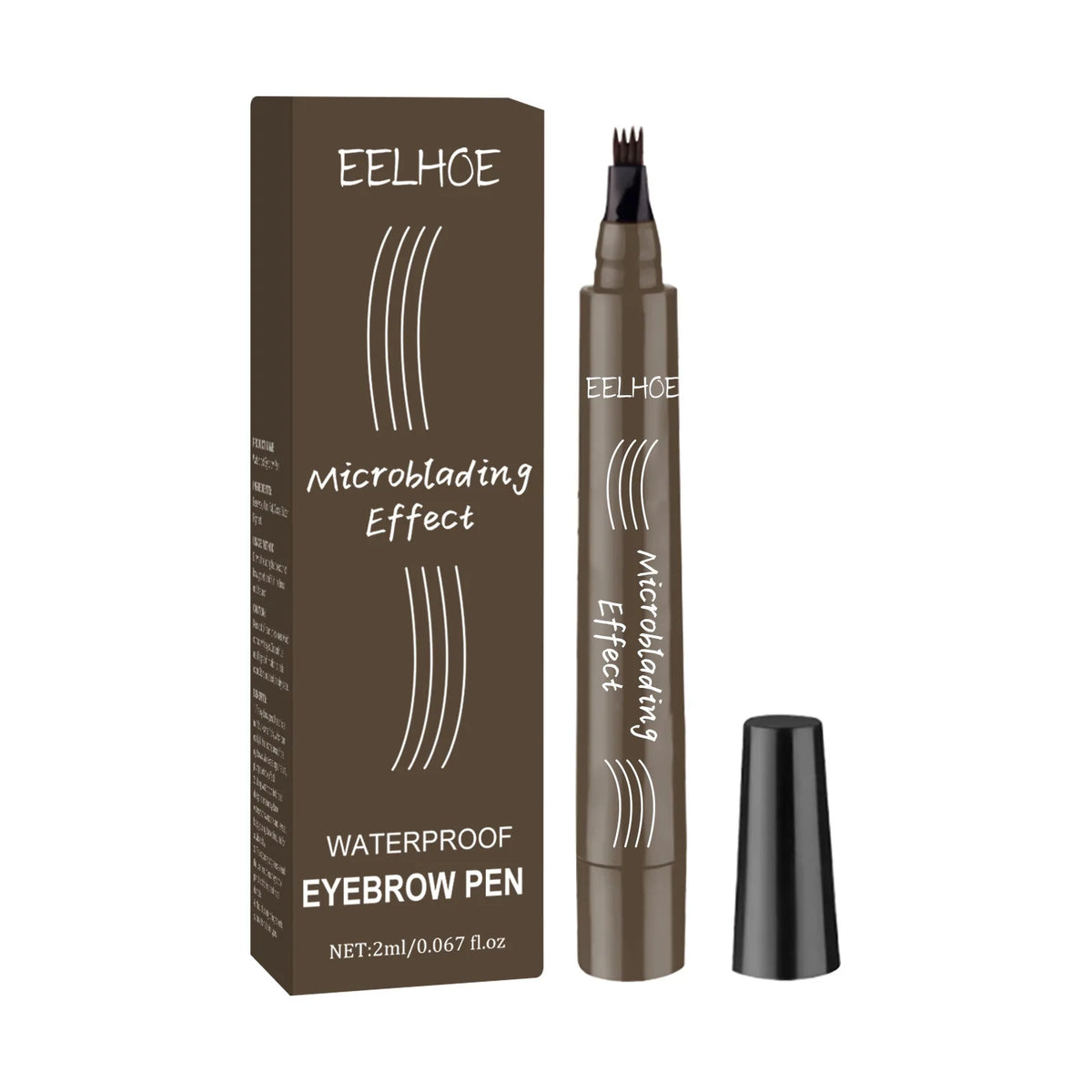 EELHOE 4-Point Microblading Eyebrow Pen – Waterproof, 5 Colors Eyebrow Makeup Pen Qst Dark Gray 2ml