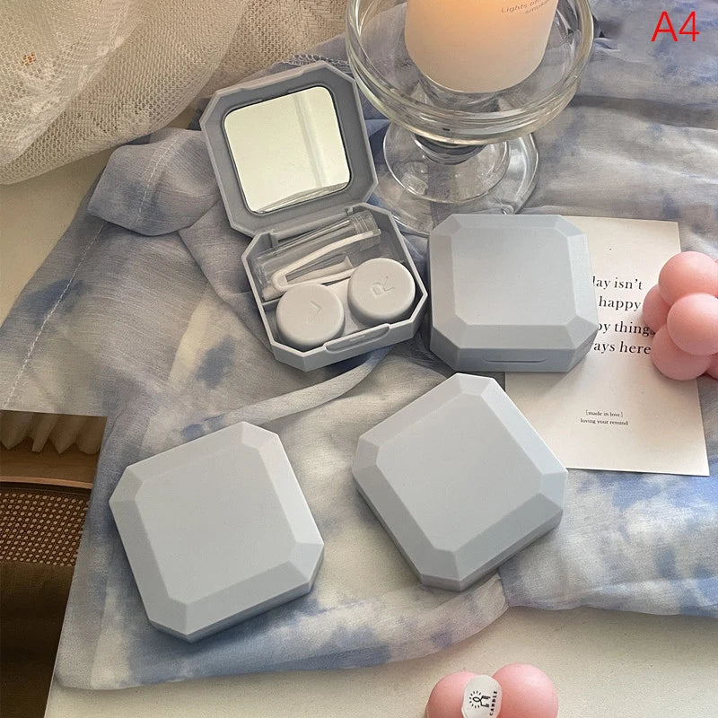 Portable Contact Lens Case Set – Tweezer & Suction Stick Kit Contact Lens Case Qst Light blue