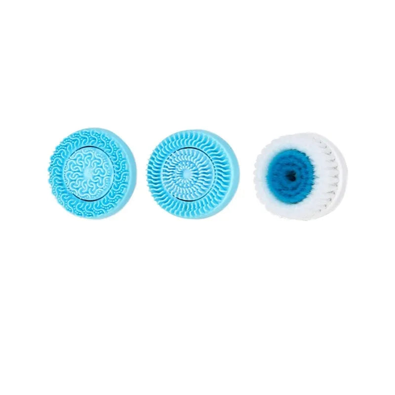 Vilnason 3-in-1 Sonic Electric Facial Cleansing Brush | 4 Speeds Facial Cleansing Brush Qst Blue 3 PCs Brush