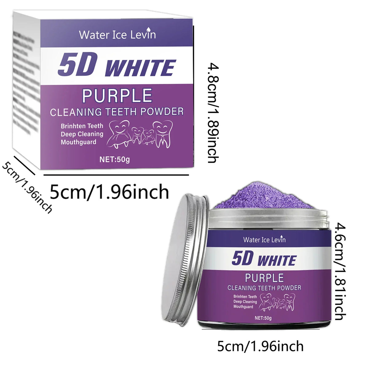 Purple Teeth Whitening Powder – Deep Clean & Fresh Breath 50g Teeth Whitening Powder Qme