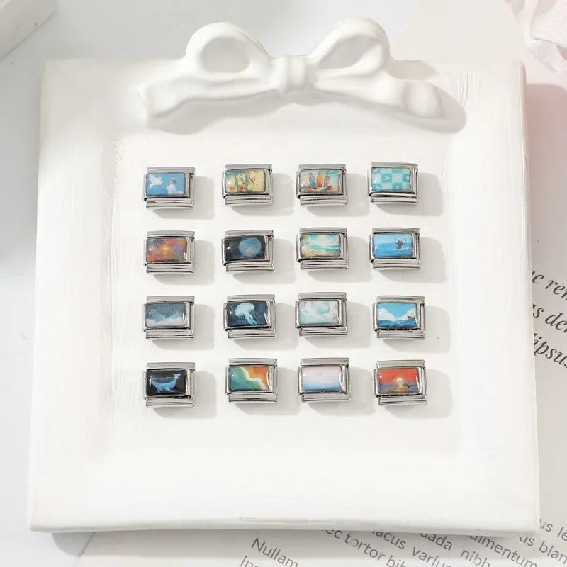 Personalized Italian Charm Bracelet Bead – Sunrise Sunset Seaside Charm Bracelet Bead Qme
