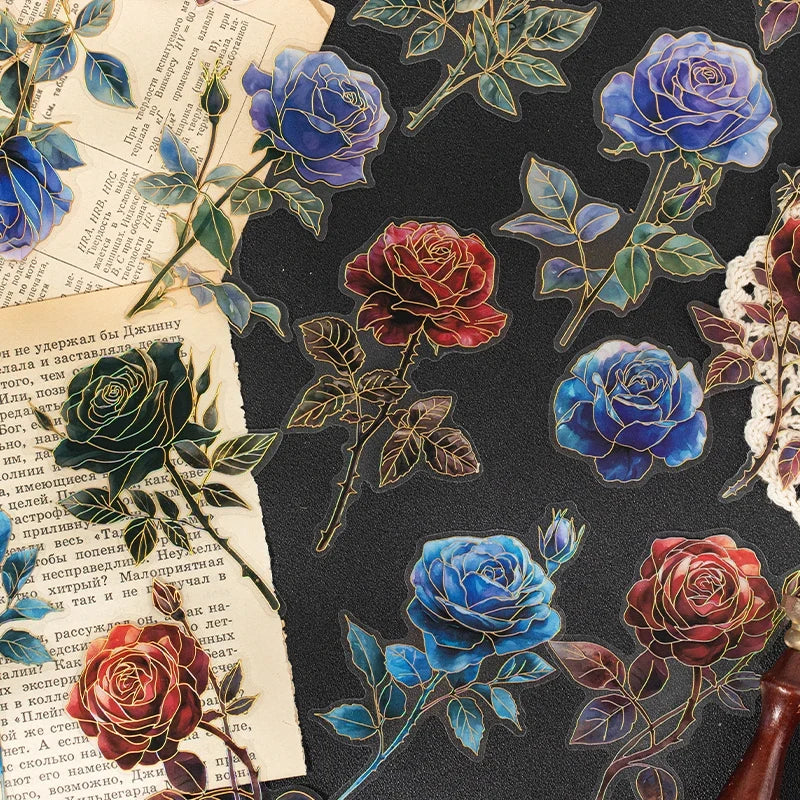 Retro Rose Sticker Sheets – Junk Journal & Scrapbook Decor Craft Sticker Sheets Qme