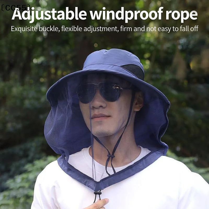 Wide-Brim Sun Hat – Outdoor Camping & Hiking Insect Guard Wide Brim Hat Qst